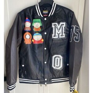 South Park x Members Only Black Bomber Varsity Jacket Size Large NWT